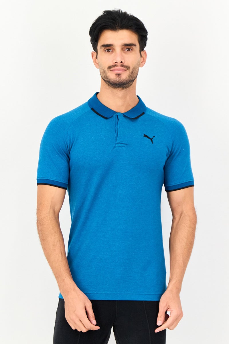 PUMA Men Slim Fit Short Sleeve Pique Outdoor Polo Shirt, Heather Teal Blue - Image 1
