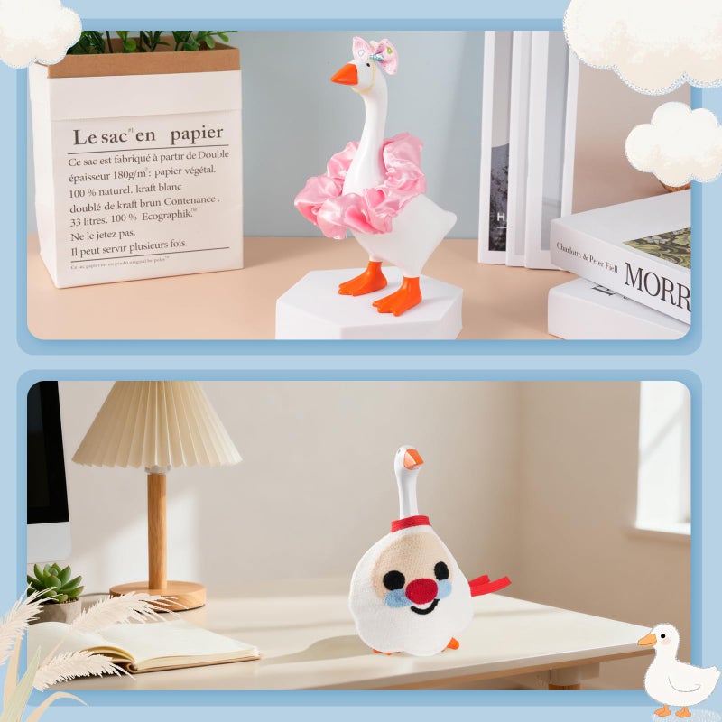 linastu 6 Set 7inch Desk Goose Outfits, Mini Desktop Goose Clothes Desk Goose Accessories Set for Magnetic Goose Statue (Headwear+ Dress) - Image 3