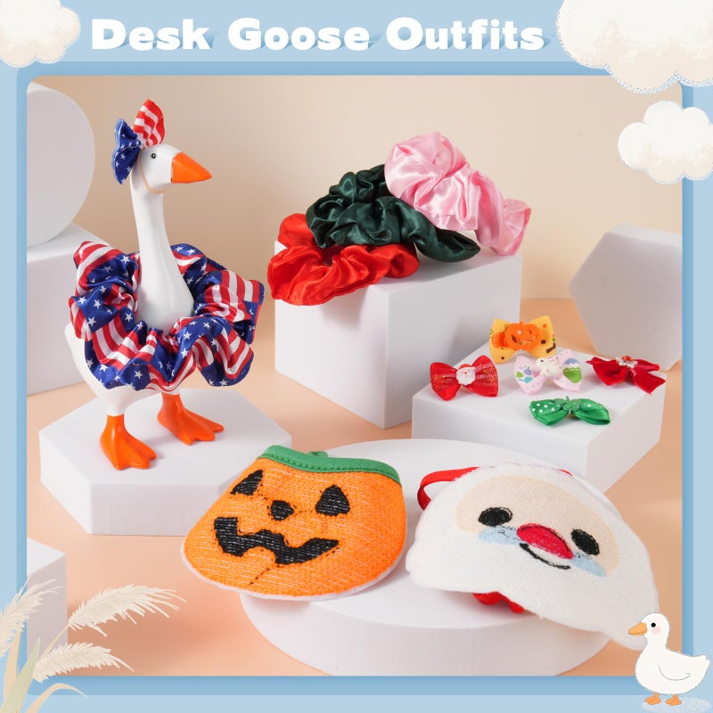 linastu 6 Set 7inch Desk Goose Outfits, Mini Desktop Goose Clothes Desk Goose Accessories Set for Magnetic Goose Statue (Headwear+ Dress) - Image 5