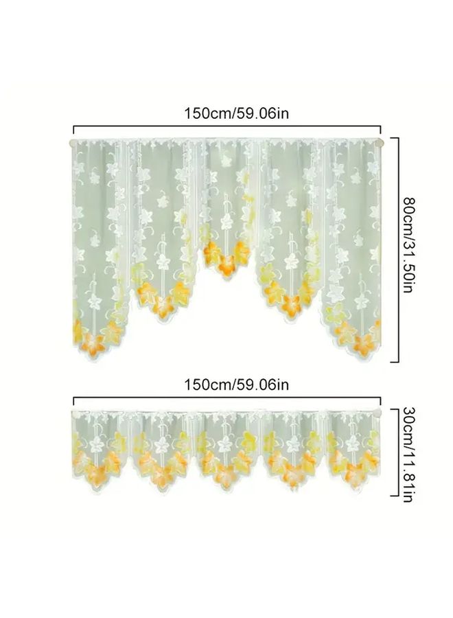 1 Set Lace Short Curtain Set Coffee Decorative Small Window Curtains For Living Room Kitchen - Image 3