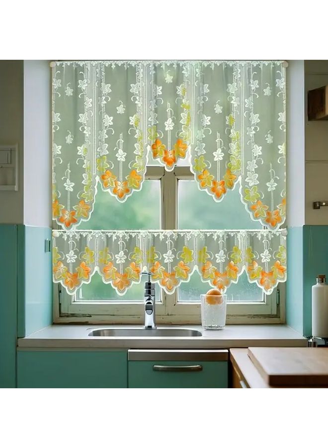 1 Set Lace Short Curtain Set Coffee Decorative Small Window Curtains For Living Room Kitchen - Image 5