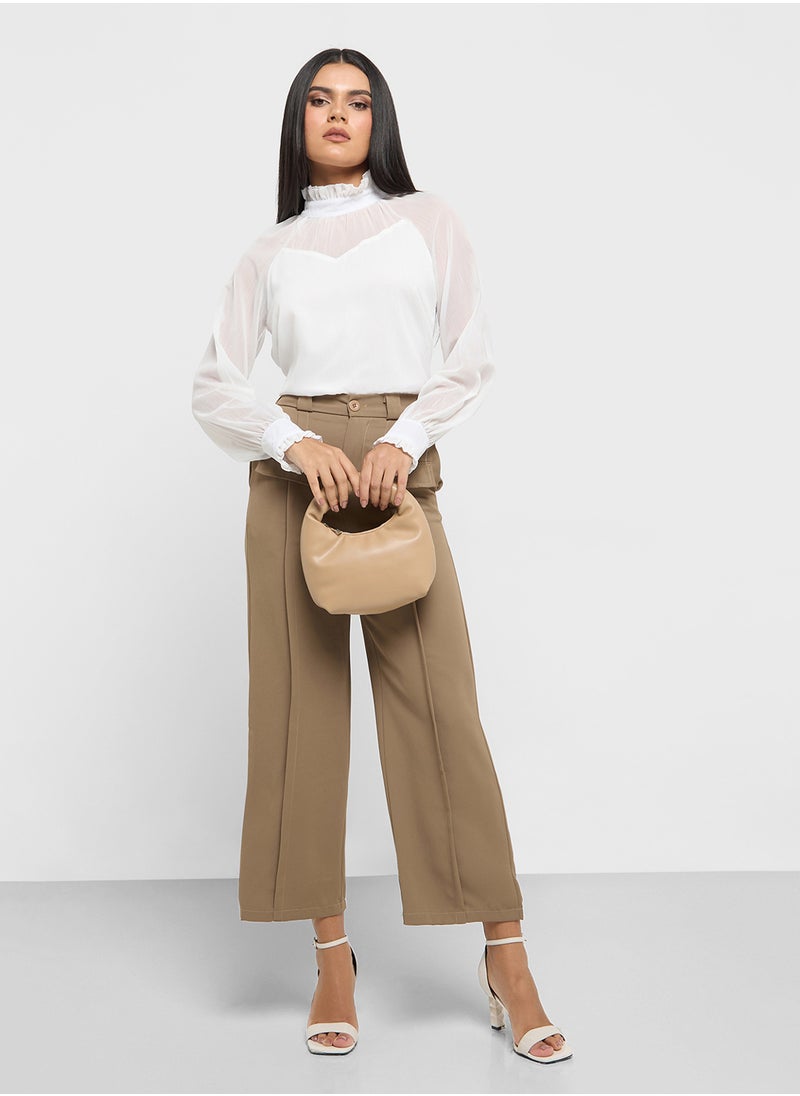 ELLA - Puff Sleeved Sheer Top - Image 1