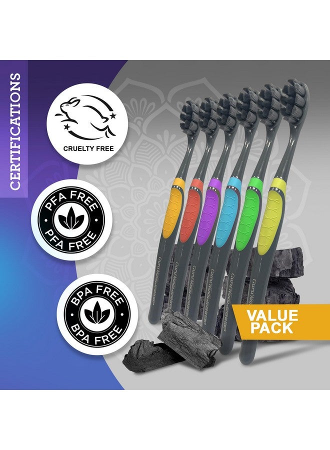 جوراناندا فرشاة أسنان جوروناندا باتر أون غومز بالفحم - أكثر من 8000 شعيرات سوفتكس™ للأسنان واللثة الحساسة، تساعد على تبييض الأسنان، فائقة النعومة (6 قطع) - Image 5