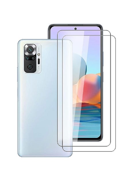 2 Pieces Tempered Glass Screen Protector Clear Designed For Xiaomi Redmi Note 10 Pro Full Screen Coverage And Bubble Free
