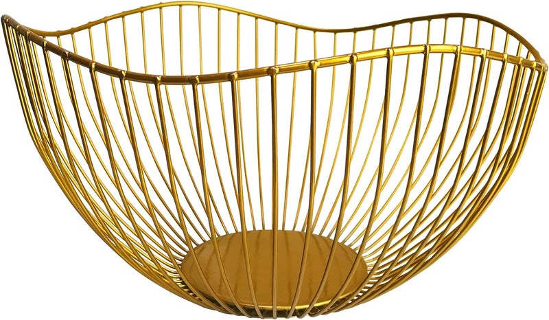 DMAR Wire Fruit Basket Gold Fruit Bowl for Kitchen Counter Wave Fruit Basket Serving Bowl Wire Fruit Dish for Fruits and Veggies - Image 1