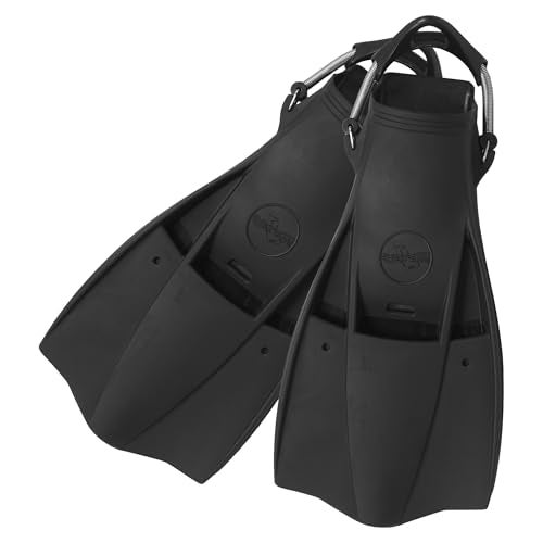 SAEKODIVE Triton Rubber Fins - Adjustable Stainless Steel Spring Straps - Scuba Diving and Snorkeling Gear for Adults (XL, Black) - Image 1
