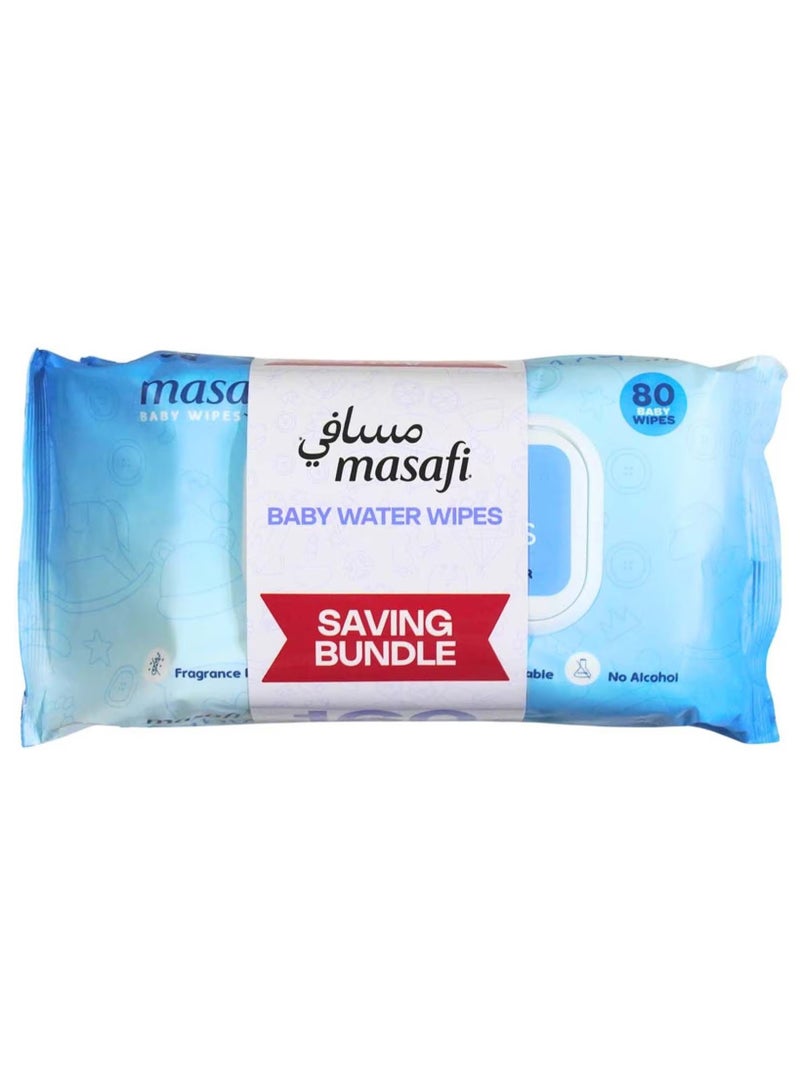 Masafi Baby Water Wipes Sensitive Care Baby Wipes 80 Wipes Pack Of 2 - Image 1