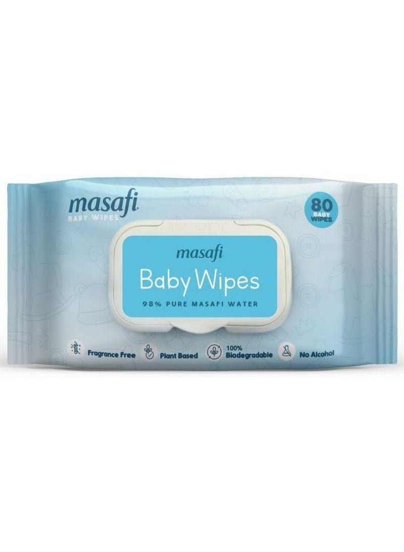 Masafi Baby Water Wipes Sensitive Care Baby Wipes 80 Wipes Pack Of 2 - Image 2