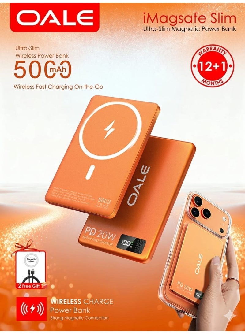 OALE iMagsafe Slim 5000mAh Magnetic Wireless Power Bank 20W PD Fast Charger for iPhone - Image 5
