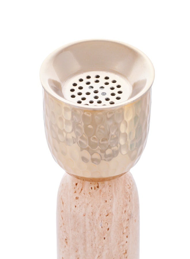 Layers Taj (Beige Travertine) Incense Burner with Gold Burner – Natural Marble - Image 2