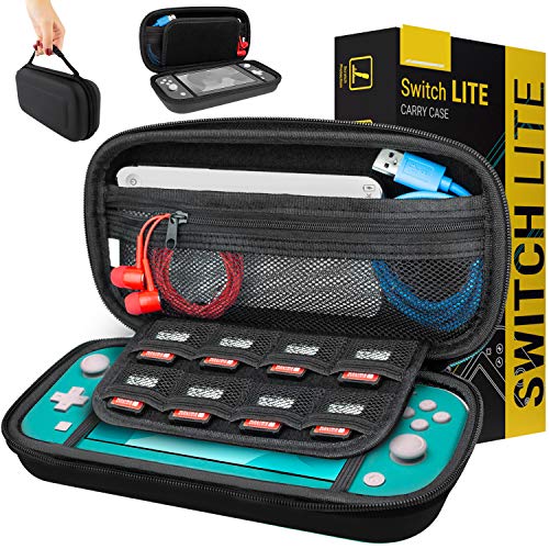 Orzly Carry Case for Nintendo Switch Lite - Portable Travel Carry Case with storage for Switch Lite Games & Accessories [Solid Black] - Image 1