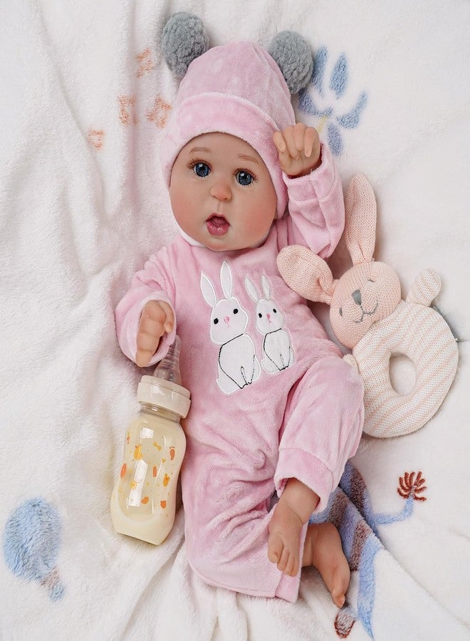 BABESIDE 2 Pcs Reborn Baby Doll Clothes with Hat for 17-22 Inch Babydolls, Cute Bunny Pattern Baby Dolls Outfits Accessories fit Newborn Babydoll Girls, Pink - Image 5