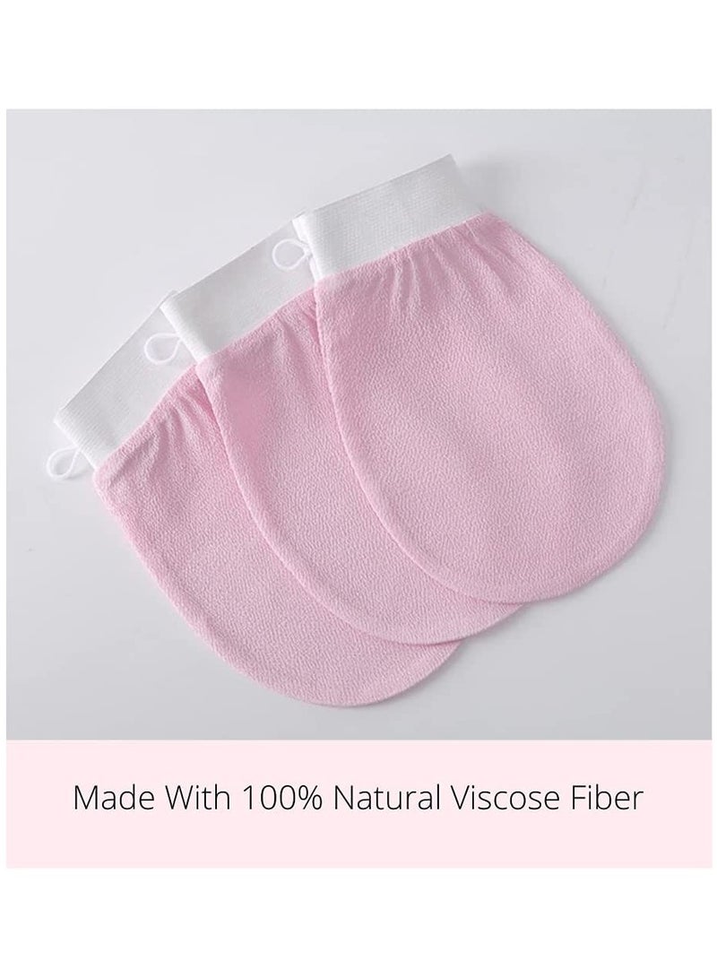 3 Pack Korean Exfoliating Glove Reusable Viscose Biodegradable Fibre Pink  - Image 4