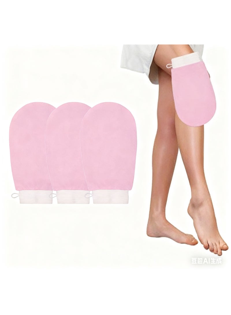 3 Pack Korean Exfoliating Glove Reusable Viscose Biodegradable Fibre Pink - Image 1