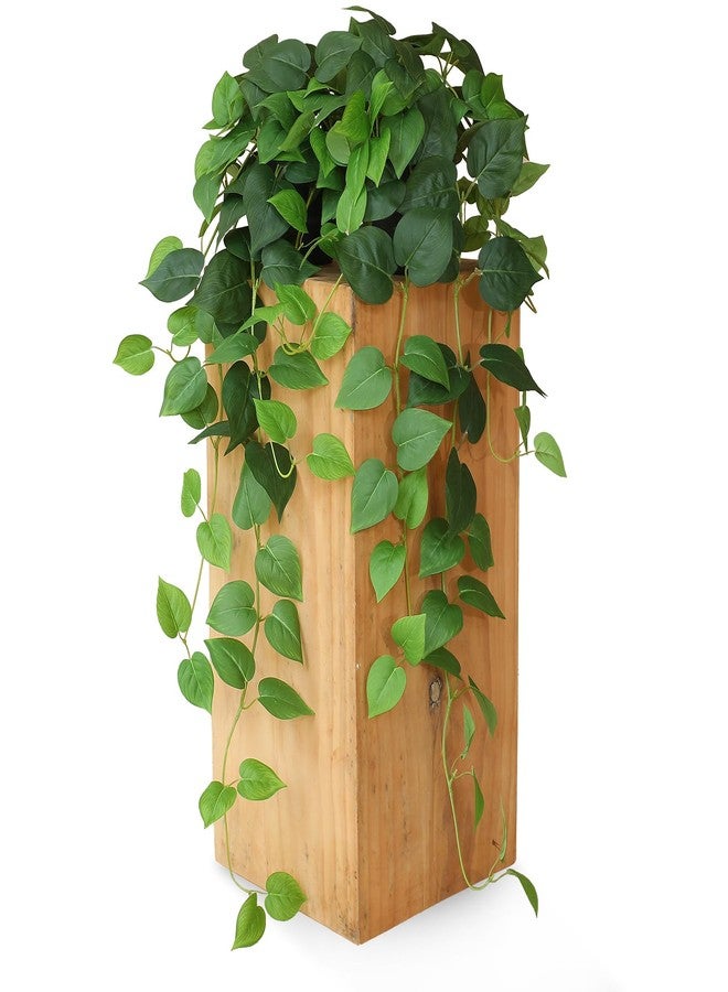 alyptus Fake Hanging Plants Artificial Decor Set of 2 Indoor Outdoor Realistic Silk Devil's Ivy Hanging Potted Plants Faux Greenery Plant Pothos Vines with Pot for Home Shelf Decoration (Green) - Image 2