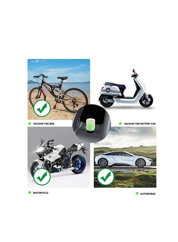 إكسيفين مجموعة أغطية صمام الإطارات البلاستيكية المضيئة في الظلام من XSEVEN، 4 قطع، أغطية جذع صمام الإطارات العالمي للسيارات والشاحنات والدراجات النارية وسيارات الدفع الرباعي والدراجات النارية باللون الأخضر - Image 2