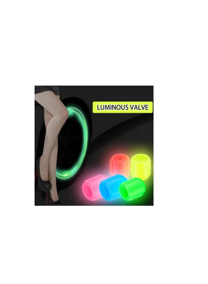 إكسيفين مجموعة أغطية صمام الإطارات البلاستيكية المضيئة في الظلام من XSEVEN، 4 قطع، أغطية جذع صمام الإطارات العالمي للسيارات والشاحنات والدراجات النارية وسيارات الدفع الرباعي والدراجات النارية باللون الأخضر - Image 3