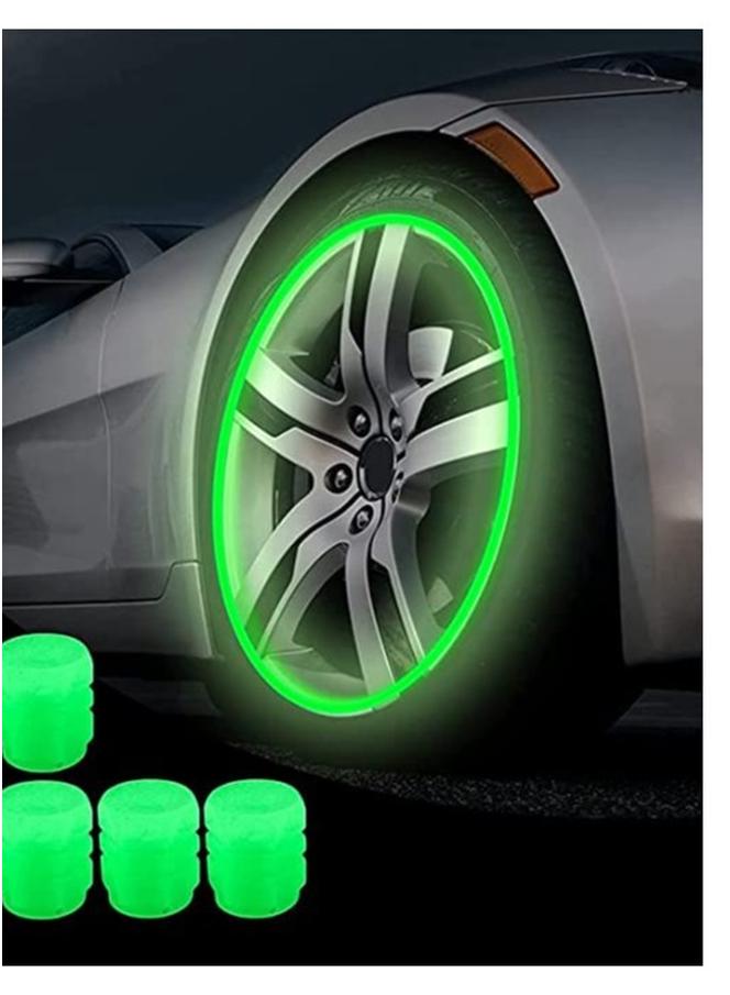 XSEVEN 4 Pack Luminous Plastic Wheel Hub Caps, Universal Car Wheel Hub Caps for Cars, Trucks, Motorcycles, SUVs, Bikes, Green - Image 1