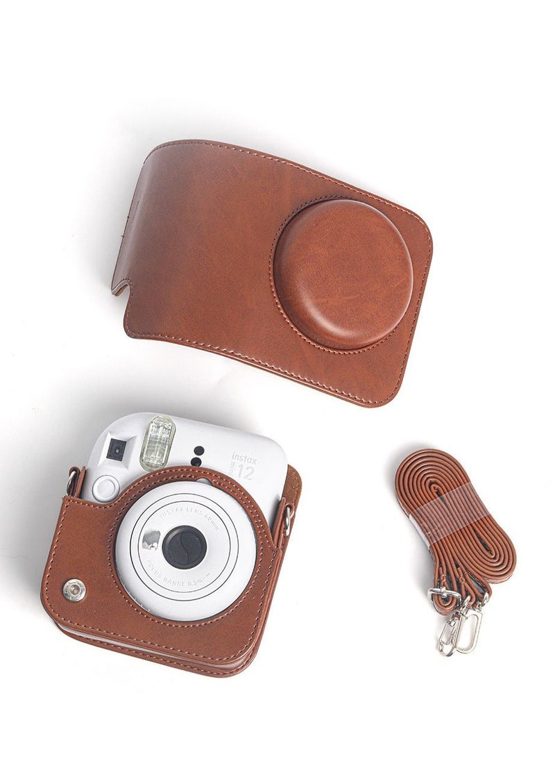 Generic Carrying Case for Fujifilm Instax Mini12 Instant Camera leather Protective Cover with Adjustable Shoulder Strap  - Image 5