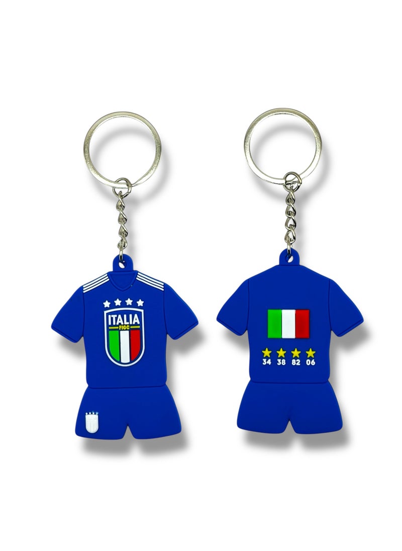 MARIO DRAFTS National Team Soccer Jersey Keychain, Blue with Flag Design, World Cup Champions Stars  - Image 1