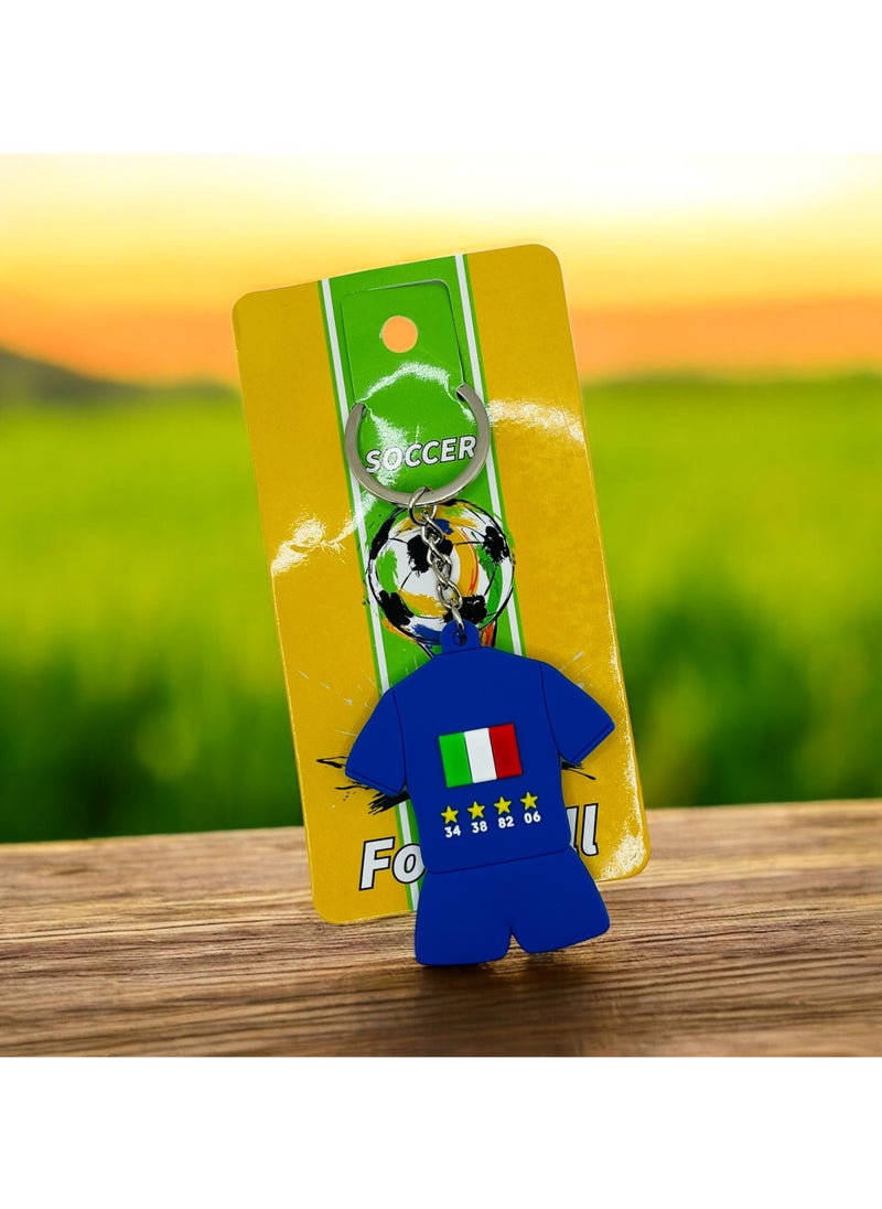 MARIO DRAFTS National Team Soccer Jersey Keychain, Blue with Flag Design, World Cup Champions Stars  - Image 4
