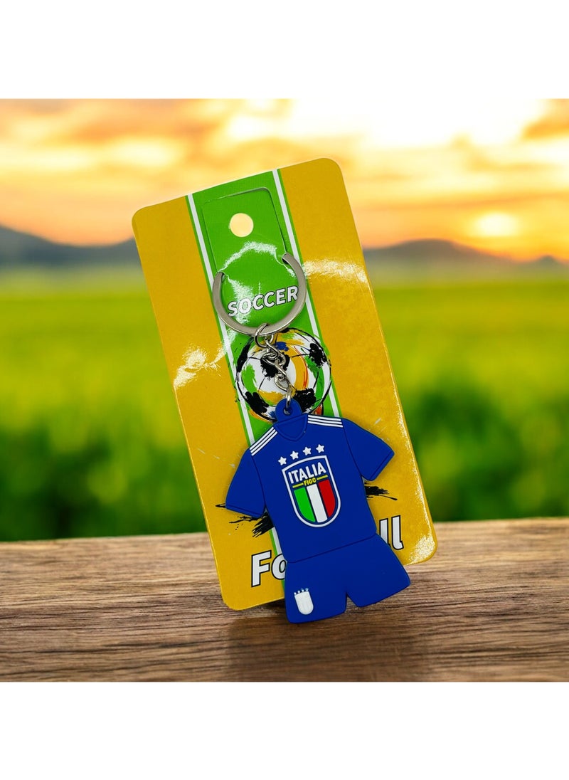 MARIO DRAFTS National Team Soccer Jersey Keychain, Blue with Flag Design, World Cup Champions Stars  - Image 2