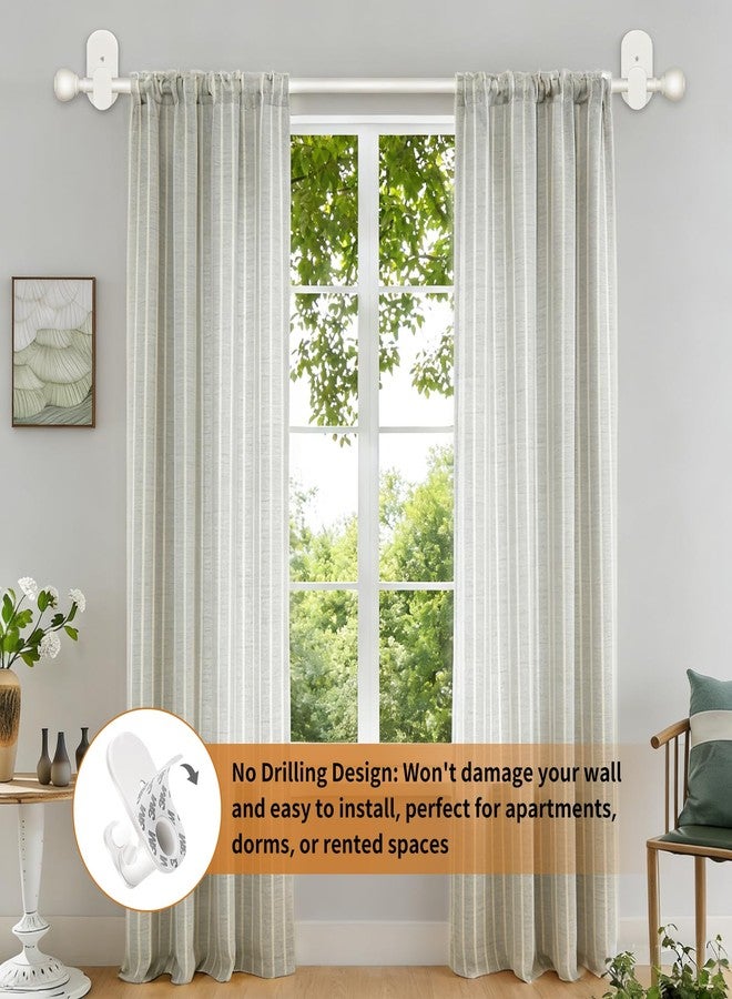 USFOOK Curtain Rods No Drilling 32 to 58 in, USFOOK 5/8 Inch No Drill Curtain Rods for Windows with 3M Adhesive Brackets, Renter Friendly Drapery Pole with White Round Finials - Image 2