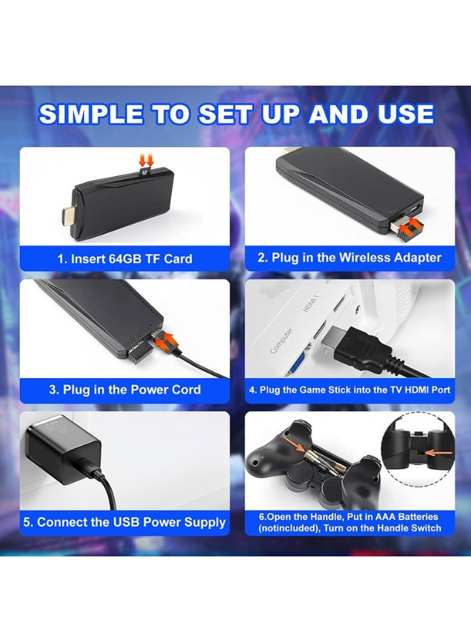 M8 Video Game Consoles 4K HD Output Retro Game Stick 20000+ Classic Games 23+ Emulators 2.4G Double Wireless Controller For Kids - Image 5