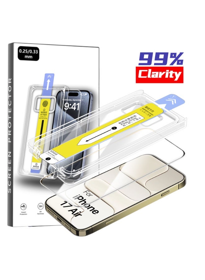 MonaPlay [1Pack] iPhone 17 Air Screen Protector, Ultra HD Crystal Clear, Automatic Install Tool, 9H Hardness Tempered Glass, Case Friendly, Fingerprint Proof, Bubble-Free - Image 1