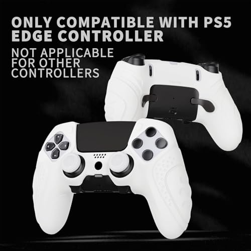 playvital غطاء سيليكون مضاد للانزلاق بتصميم إيرغونومي من بلاي فيتال - إصدار الحارس لجهاز التحكم ps5 Edge، واقي مطاطي ناعم لجهاز التحكم اللاسلكي ps5 Edge مع أغطية قبضة الإبهام - أبيض - Image 2