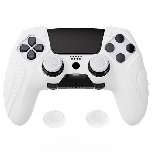 playvital غطاء سيليكون مضاد للانزلاق بتصميم إيرغونومي من بلاي فيتال - إصدار الحارس لجهاز التحكم ps5 Edge، واقي مطاطي ناعم لجهاز التحكم اللاسلكي ps5 Edge مع أغطية قبضة الإبهام - أبيض - Image 1
