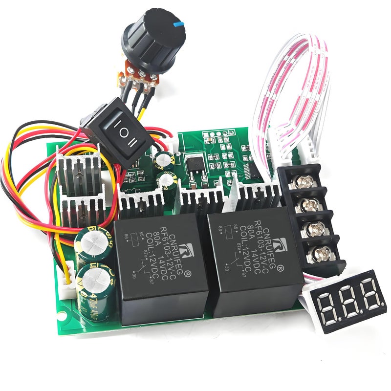 NEWNEWLIU PWM DC Motor Speed Controller,12V/24V/36V/48V/40A LED Display Stepless Speed Controller with Forward-Brake-Reverse Switch & Adjustable Potentiometer for Brushed Motors - Image 1