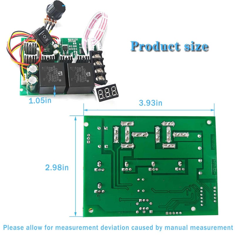 NEWNEWLIU PWM DC Motor Speed Controller,12V/24V/36V/48V/40A LED Display Stepless Speed Controller with Forward-Brake-Reverse Switch & Adjustable Potentiometer for Brushed Motors - Image 5