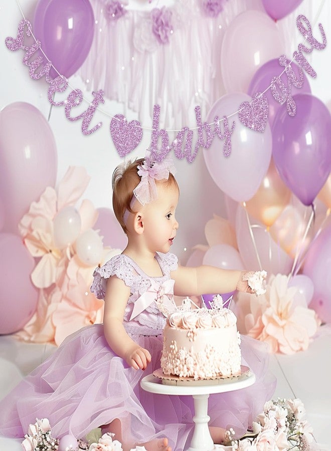 BEISHIDA Light Purple Sweet Baby Girl Glitter Banner,NO DIY, Pre-Strung Baby Shower Gender Party Banner for Girl, Girl Baby Shower Decoration,Girl Baby Shower Sign,First Birthday Party Supplies - Image 4