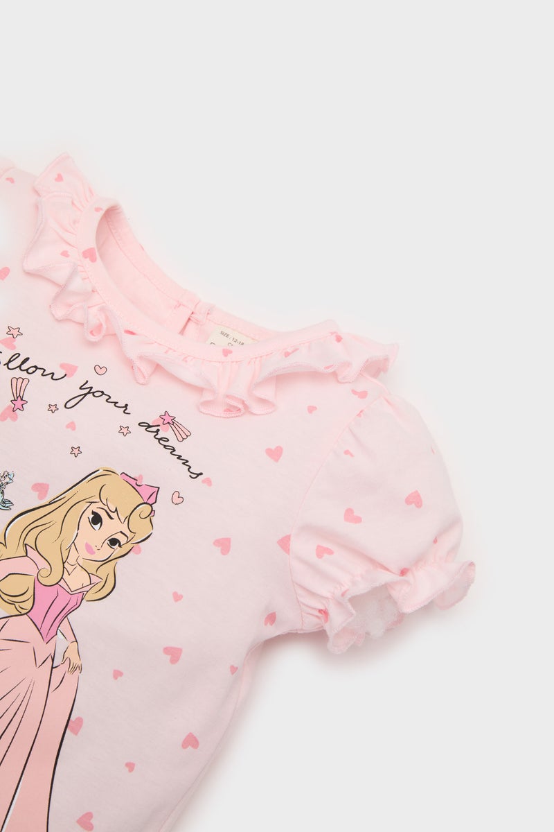 DeFacto Baby Girl Disney Princess Cotton Top Bottom 2 Piece Pajama Set  - Image 3