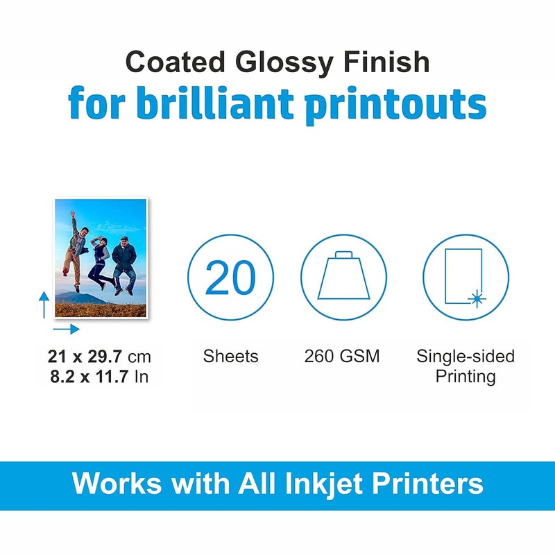 oddy 260 GSM A4 Size Glossy Photo Paper – Waterproof & Smudge Resistant, Pack of 20 Sheets, Compatible with Inkjet Printer - Image 5