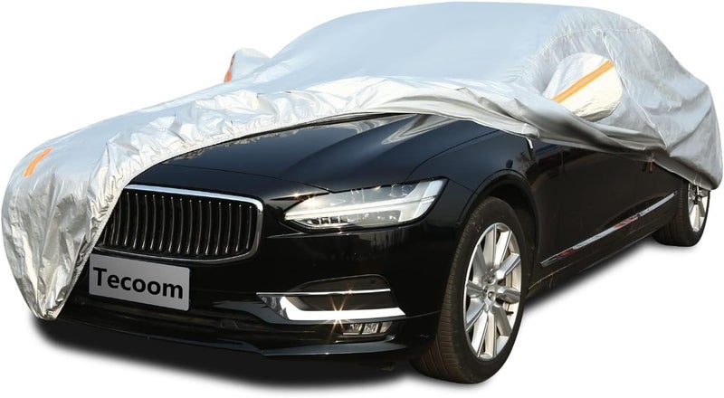 Tecoom Waterproof Car Cover for Sedan (191-200 Inch) - 3 Layers with Fleece Lining and Zipper Door Lock - Image 1