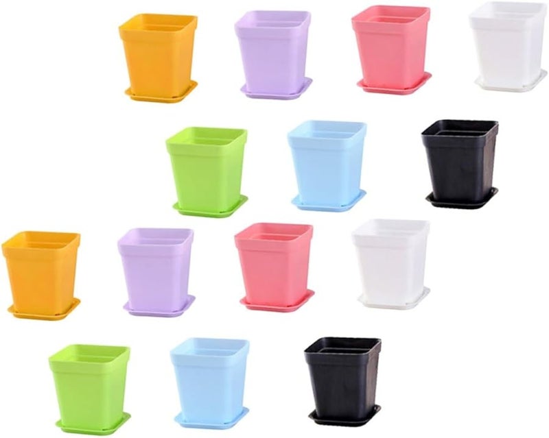 Colorful Plastic Succulent Pots 20pcs with Trays 10cm for Indoor Outdoor Plants Home Decor - Image 1