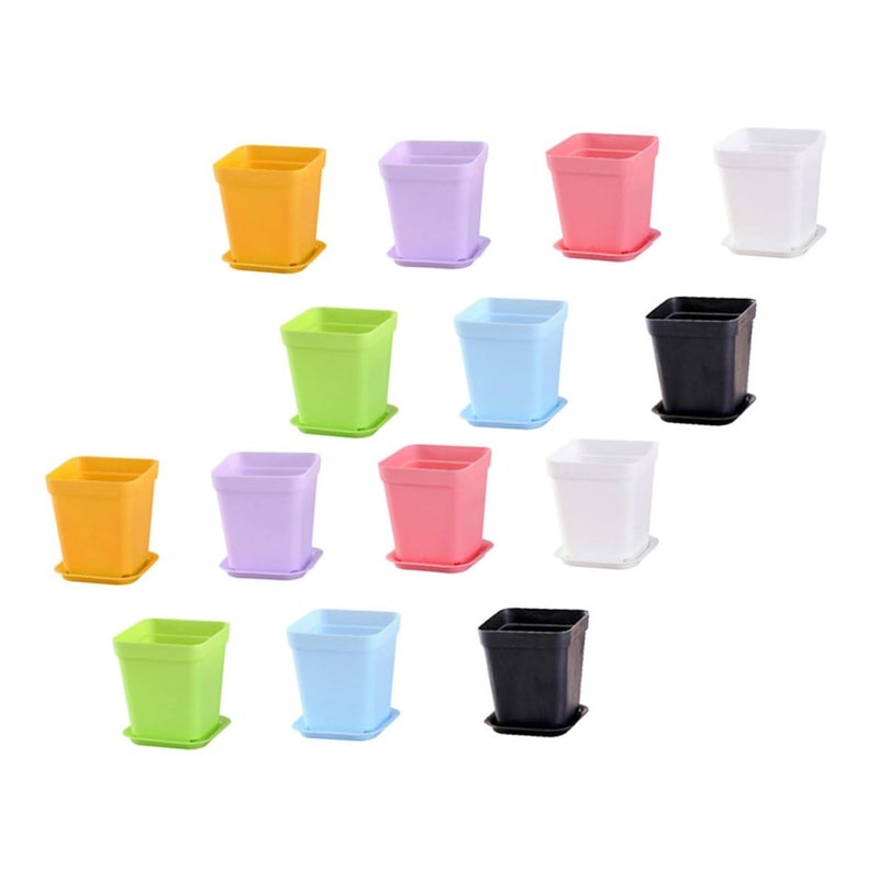 Colorful Plastic Succulent Pots 20pcs with Trays 10cm for Indoor Outdoor Plants Home Decor - Image 2