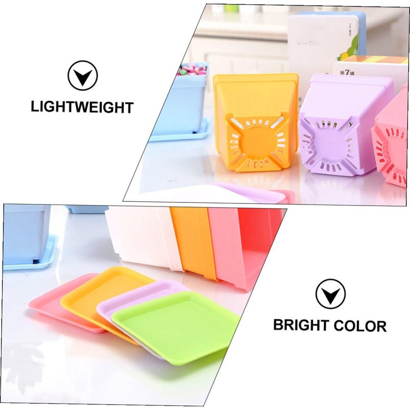 Colorful Plastic Succulent Pots 20pcs with Trays 10cm for Indoor Outdoor Plants Home Decor - Image 4