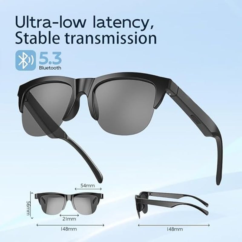 Smart Glasses: Black Half-Frame Design - Anti-Blue Light UV Protection AI Translation - Hands-Free Bluetooth Connectivity for Global Travel Outdoor Cross-Cultural Communication - Image 5