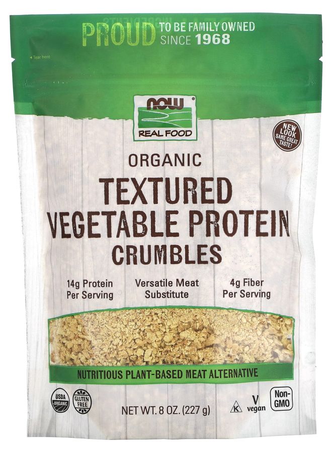 now Organic Textured Vegetable Protein Crumbles 8 oz (227 g)