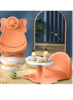 BAYBEE Elephant Steering Baby Bath Seat With Backrest Support And Mat, Newborn - Orange  - Image 2