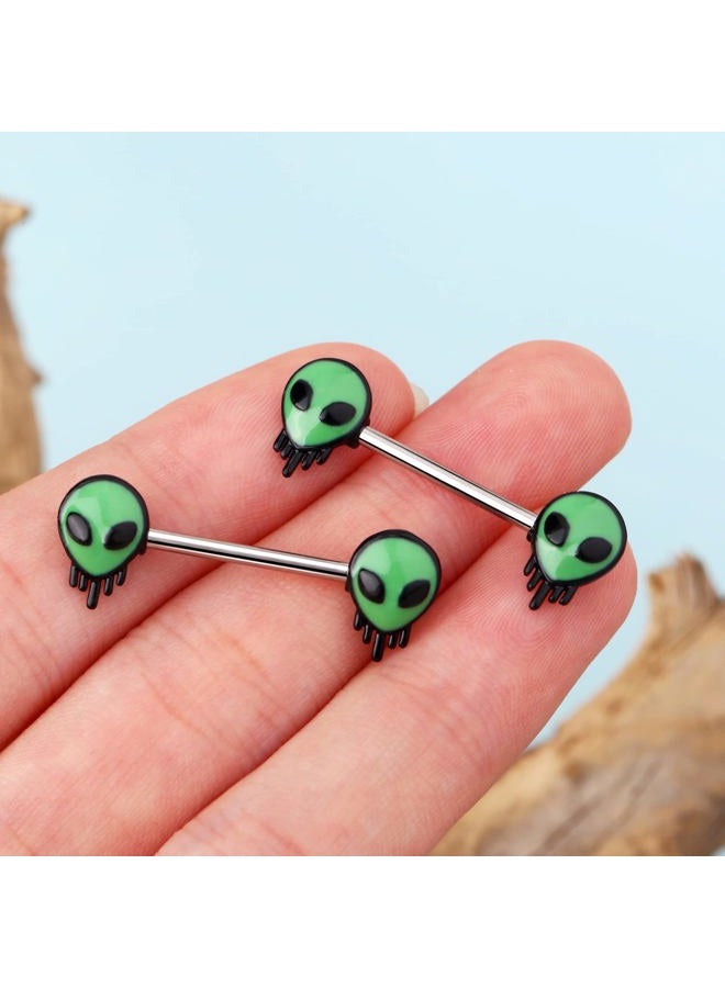 Melighting 4pcs Ring Surgical Steel 14G Barbell Alien Piercing Jewelry Rings for Women Bars Body Piercing Jewelry 14mm, metal, cubic-zirconia, - Image 2