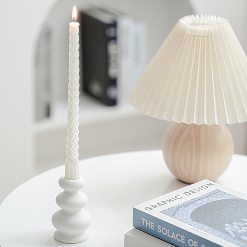 Virfonor Taper Ceramic Candle Holders  Set Of 2 Matte Boho Decorative Candlestick Holders Table Decor Centerpiece For Home Decor Dinning Wedding Party Aromatherapy Votive (White  Style A) - Image 5