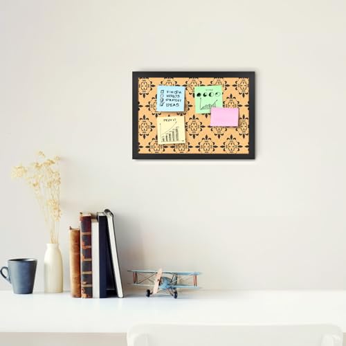 Aitakatta Decorative Cork Board for Walls, Bulletin Board with Black Floral Print, Black Framed Pin Board Vision Board for Office School Bedroom and Dorm Room with Pins, Screws(BK,2636,1pc) - Image 2