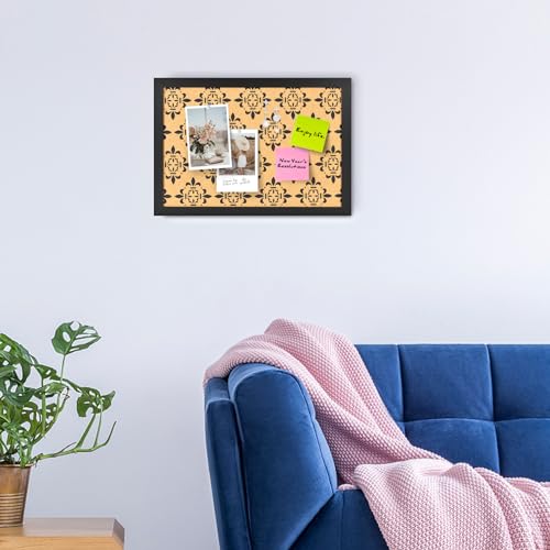 Aitakatta Decorative Cork Board for Walls, Bulletin Board with Black Floral Print, Black Framed Pin Board Vision Board for Office School Bedroom and Dorm Room with Pins, Screws(BK,2636,1pc) - Image 4