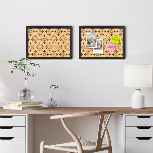 Aitakatta Decorative Cork Board for Walls, Bulletin Board with Black Floral Print, Black Framed Pin Board Vision Board for Office School Bedroom and Dorm Room with Pins, Screws(BK,2636,1pc) - Image 3