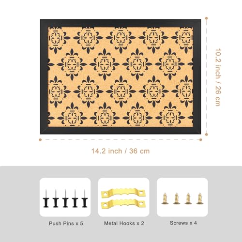 Aitakatta Decorative Cork Board for Walls, Bulletin Board with Black Floral Print, Black Framed Pin Board Vision Board for Office School Bedroom and Dorm Room with Pins, Screws(BK,2636,1pc) - Image 5
