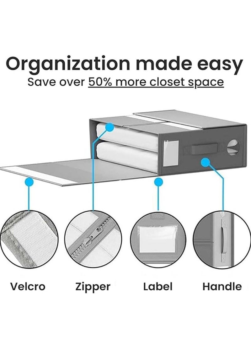Excefore - Foldable Bed Sheet Organizers and Storage, 2024 New Bed Sheet Organizer with Window for Linen Closet Storage, Bedding Folder Storage Box Container for Bedsheets, Duvet Covers, and Pillows (Gray) - Image 1
